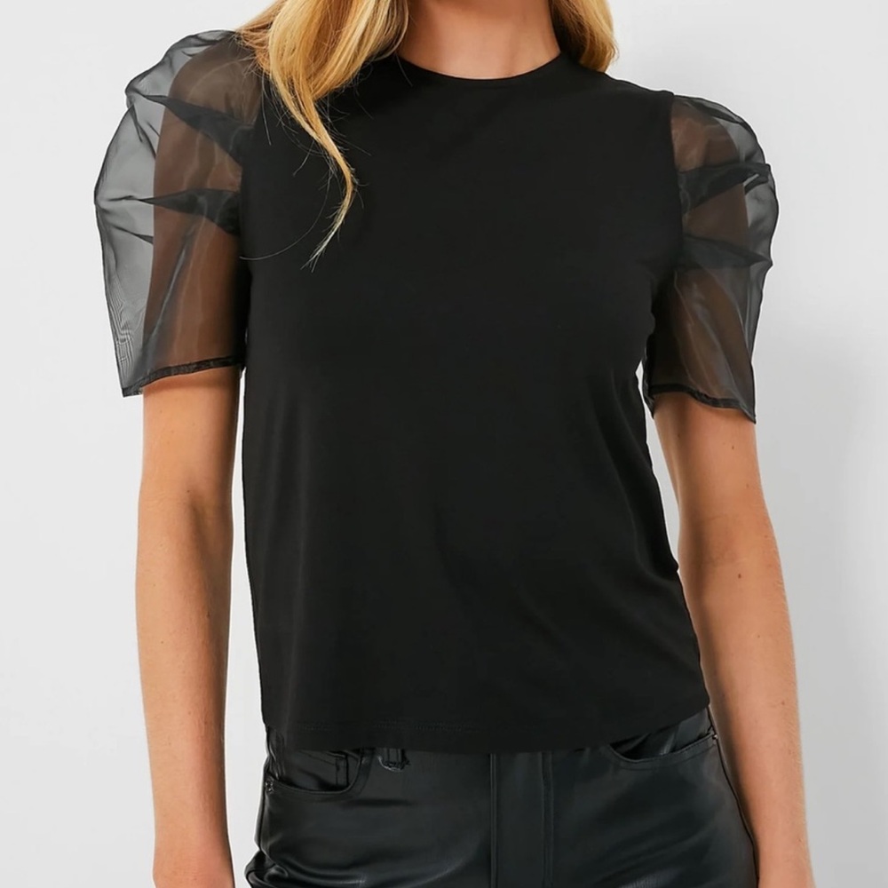 Tuckernuck Black Puff Sleeve Sheer Top
